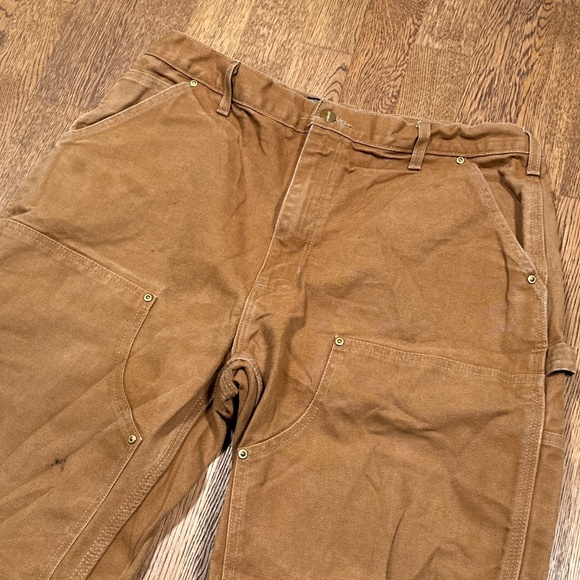 Carhartt B01-BRN Made in USA Loose Fit Duck Double Knee Dungaree Pants Mens 36 - Picture 5 of 12